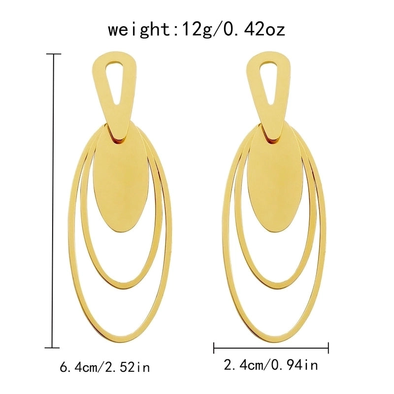1 Pair Casual Modern Style IG Style Oval Solid Color Hollow Out 304 Stainless Steel 14K Gold Plated Drop Earrings