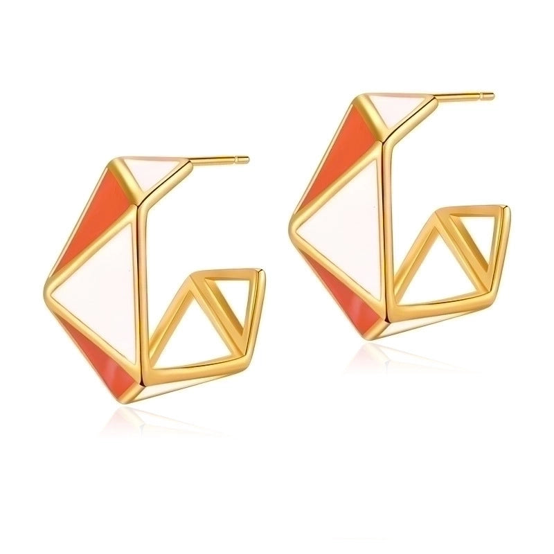 1 Pair Retro Sweet Triangle Devil’s Eye Heart Shape Enamel Plating Inlay Copper Zircon 18k Gold Plated Ear Studs