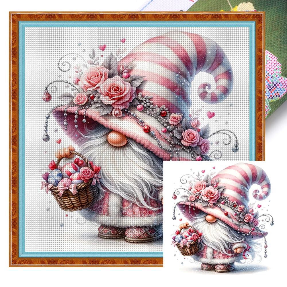 Rose Gnome Full 11CT Pre-stamped Canvas(40*40cm) Cross Stitch