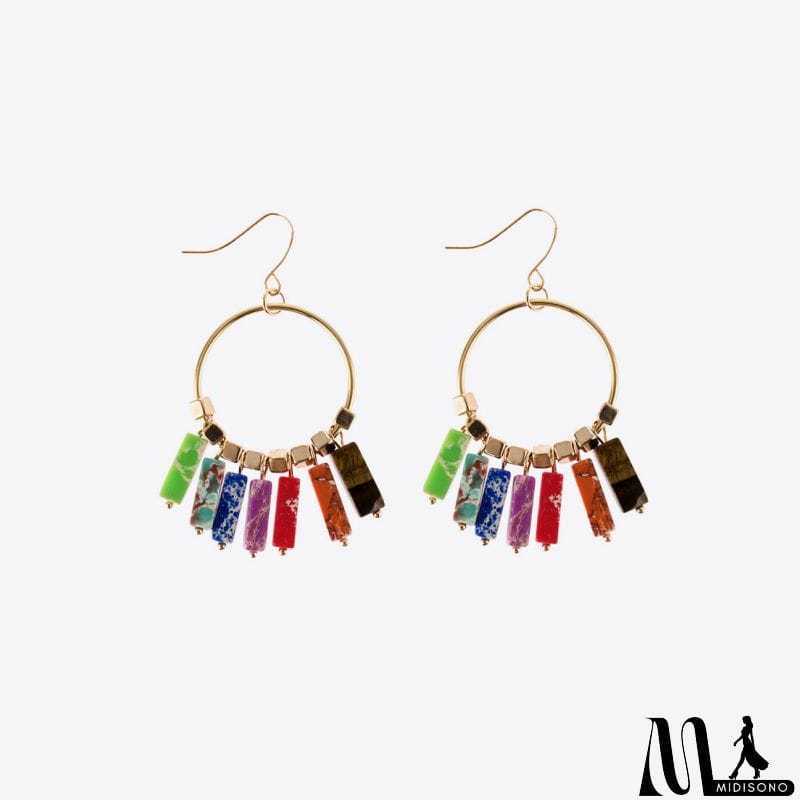 MidiSono - Multicolored Stone Dangle Earrings