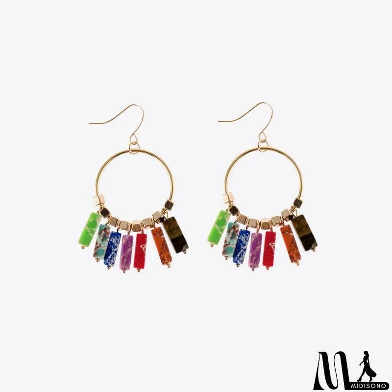 MidiSono - Multicolored Stone Dangle Earrings