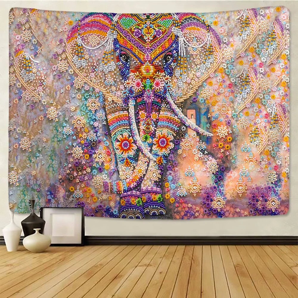 Bohemian Mandala Elephant Tapestry Wall HangingSandy BeachPicnic Throw Rug Blanket Camping Tent Travel Sleeping Pad Custom Room