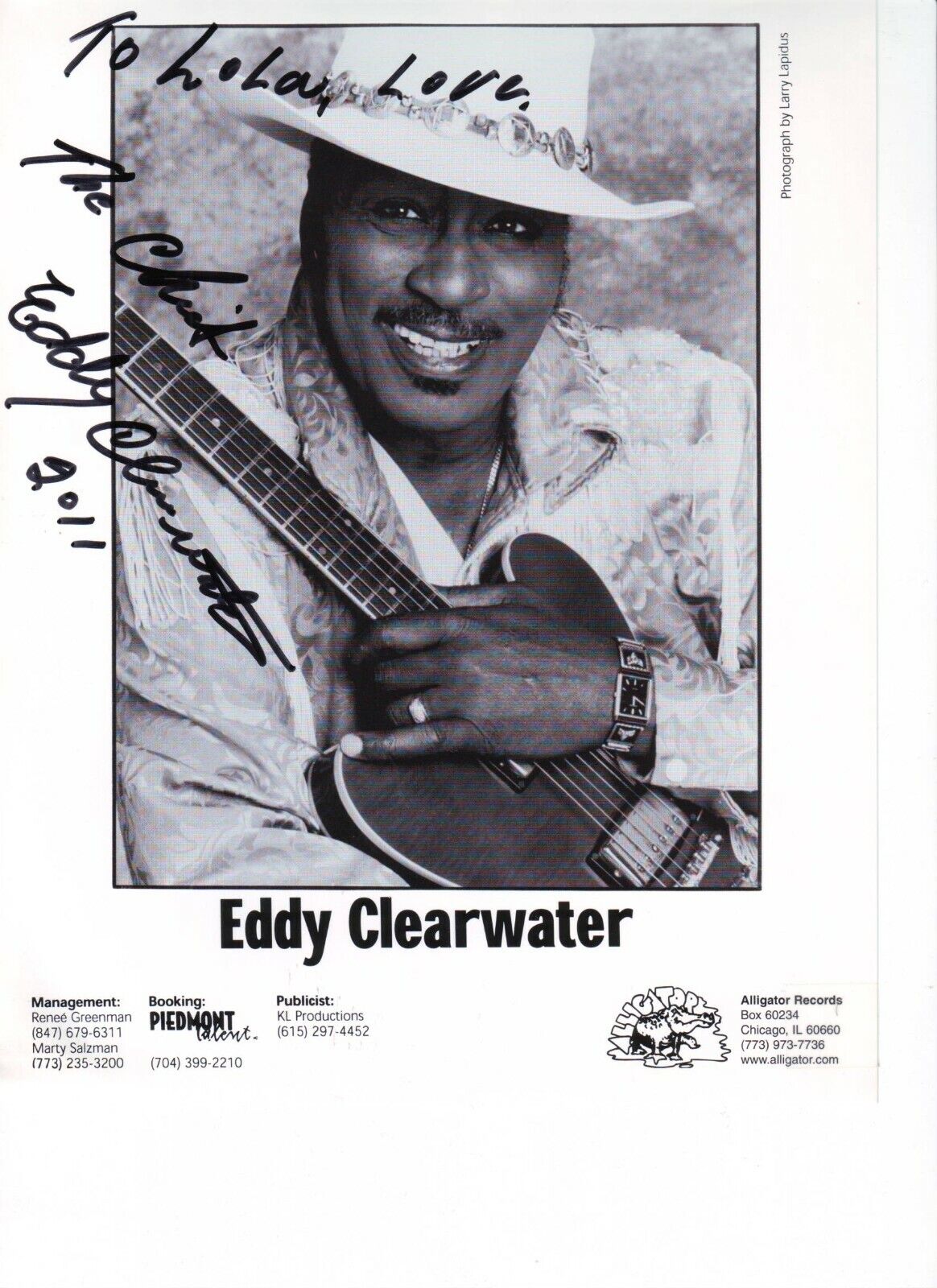 Eddy Clearwater (20x25 cm) Original Autographed Photo Poster painting