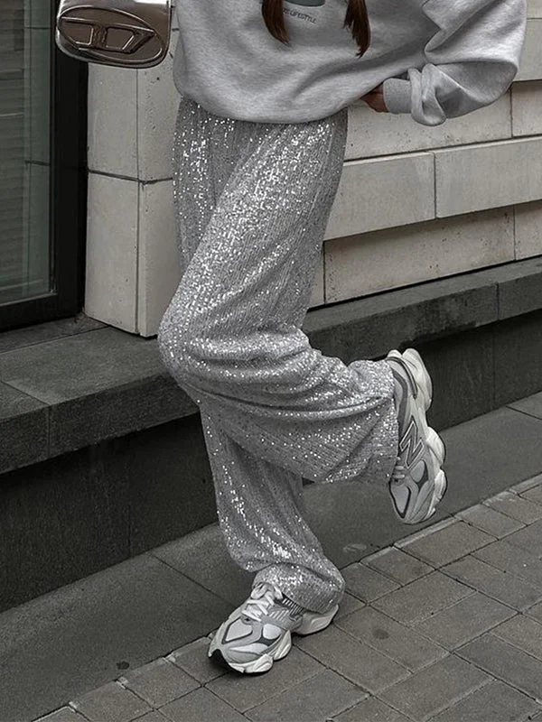Brownm Y2k Wide Leg Sequin Pants