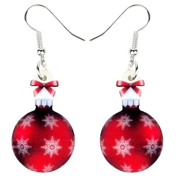 Acrylic Christmas Snowflake Ball Gift Earrings Drop Dangle Festival Decorations Jewelry For Women Girls Teens Charms Gift Accessory