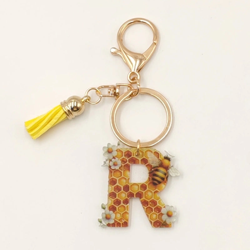 Classic Style Commute Letter Bee Arylic Unisex Bag Pendant Keychain