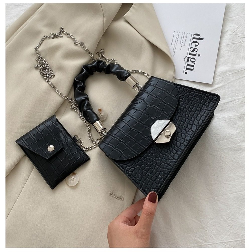Fashion Crocodile Pattern Women Bags MINI PU Leather Shoulder Bags for Women Chain Designer Luxury Handbag Female Travel Tote US Mall Lifes