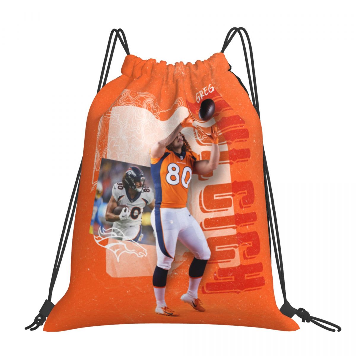 Denver Broncos Greg Dulchic Waterproof Adjustable Lightweight Gym Drawstring Bag