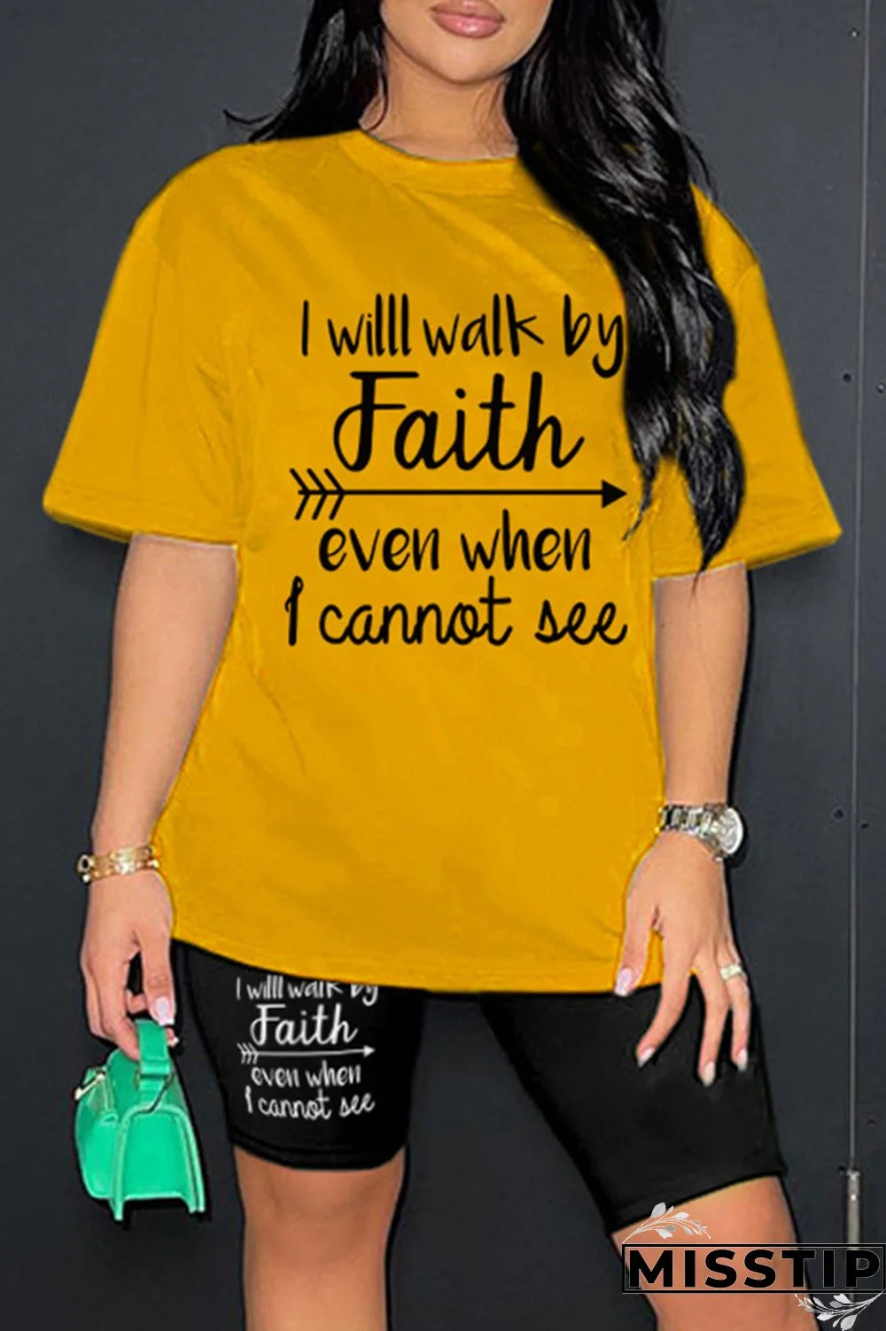 Rose Red Casual Letter Print Basic O Neck Short Sleeve Two Pieces