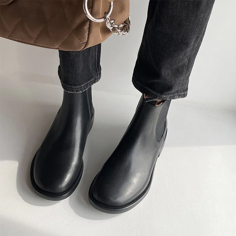 Handmade Leather Chelsea Boots For Women in Brown/Black
