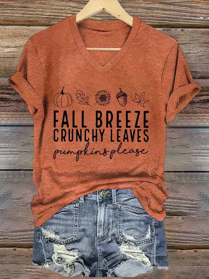 Women's Fall Breeze Crunchy Leaves T-Shirt 