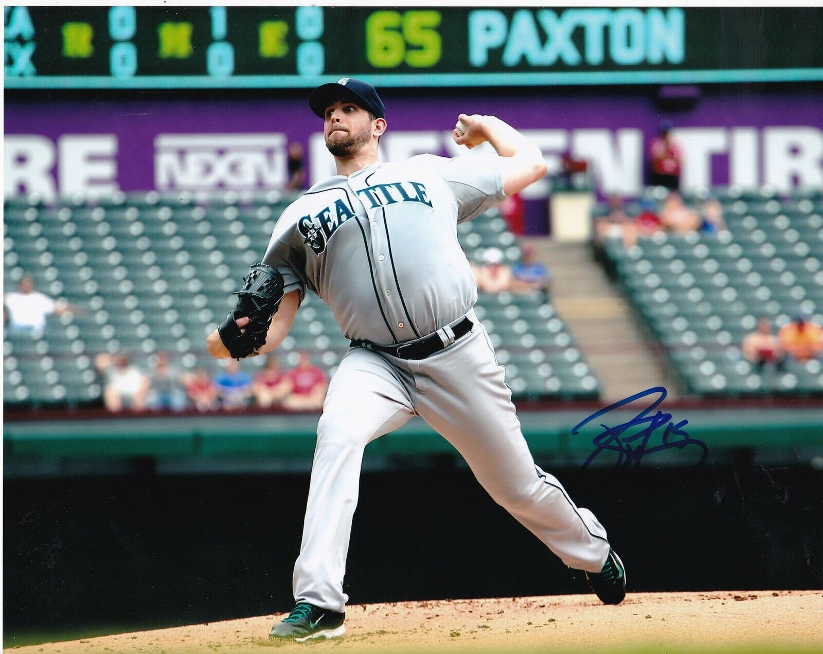 JAMES PAXTON SEATTLE MARINERS ACTION SIGNED 8x10