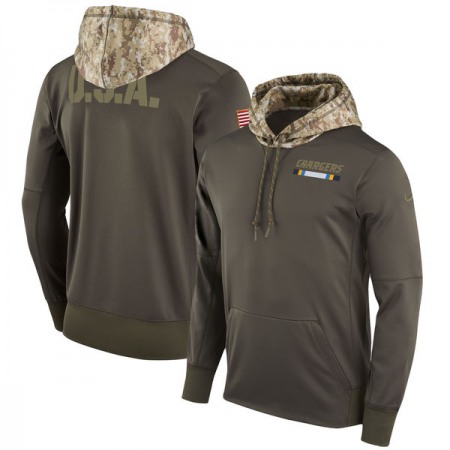Men's Los Angeles Chargers  Olive Salute to Service Sideline Therma Pullover Hoodie