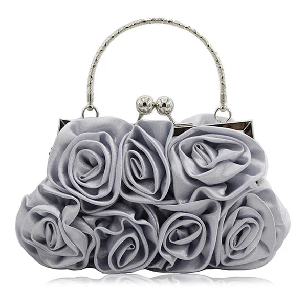 Solid Color 3D Rose Decor Pretty Bag