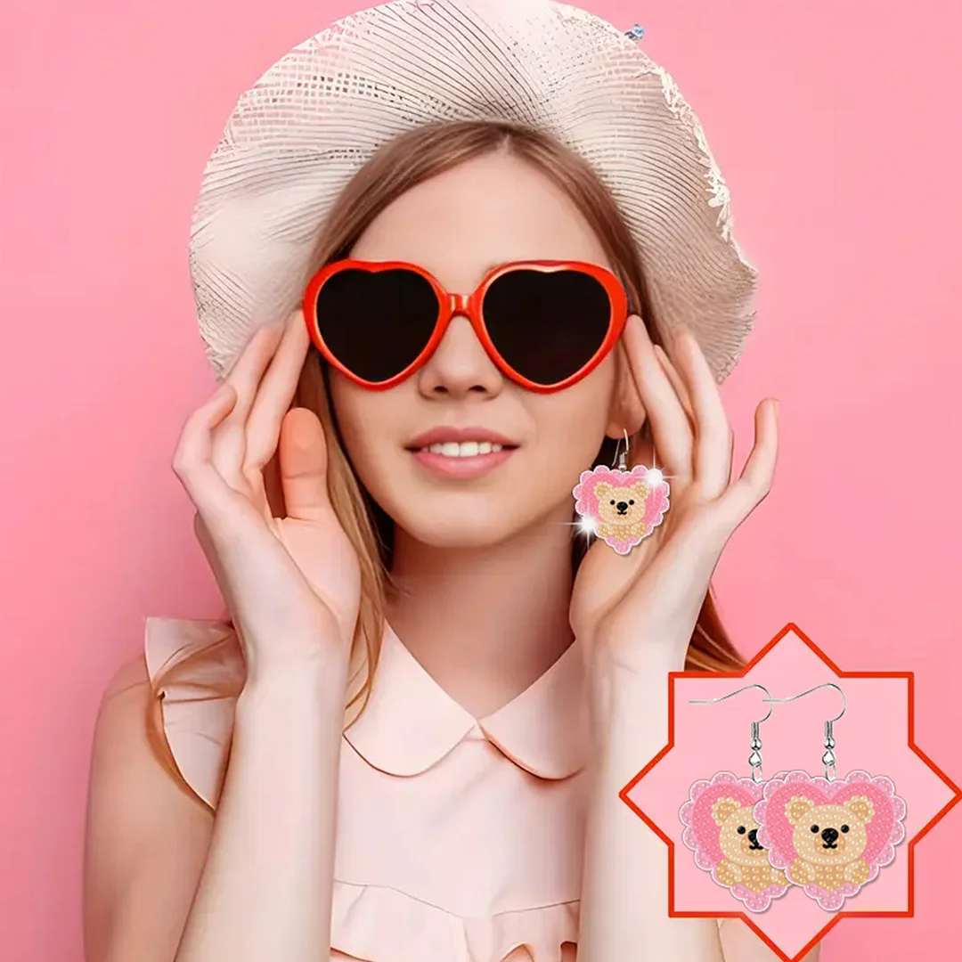 12 Pairs Valentines Day Diamond Painting Earrings DIY Diamond Art Earrings