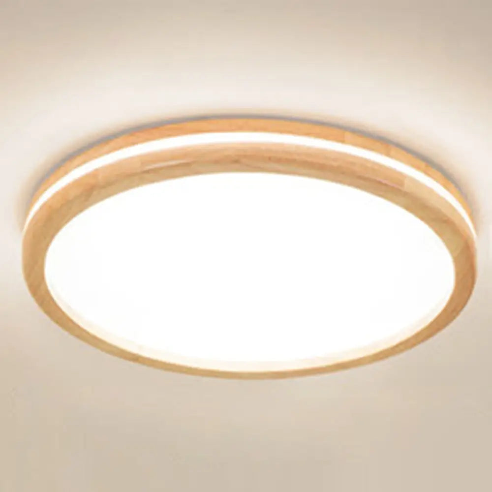 Ultra - Contemporary Integrated Led Semi Flush Ceiling Mount Chandelier For Bedroom Wood / 12&rsquo; Round