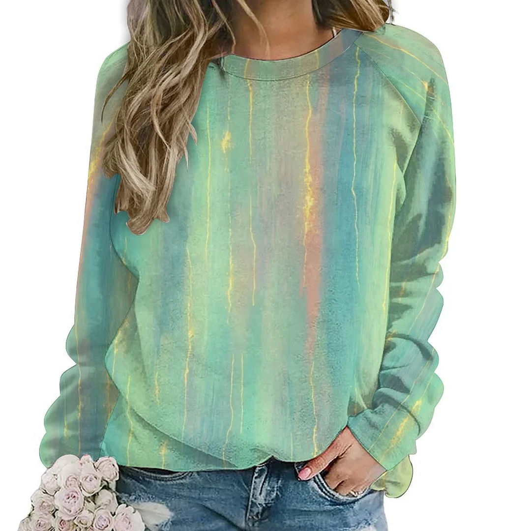 Printed Long Sleeve Casual Sweatshirt for  Women and Men Unisex Pattern Green, Blue, Glitter
