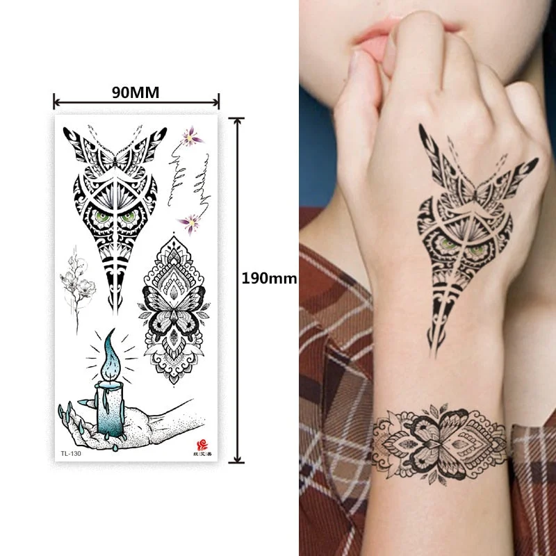 Flower arm waterproof tattoo stickers half arm painted animal durable waterproof European and American temporary tattoo stickers