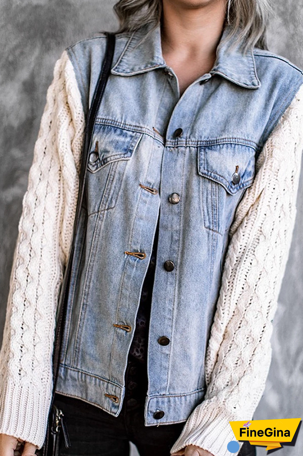 Denim Knitted Patchwork Jacket