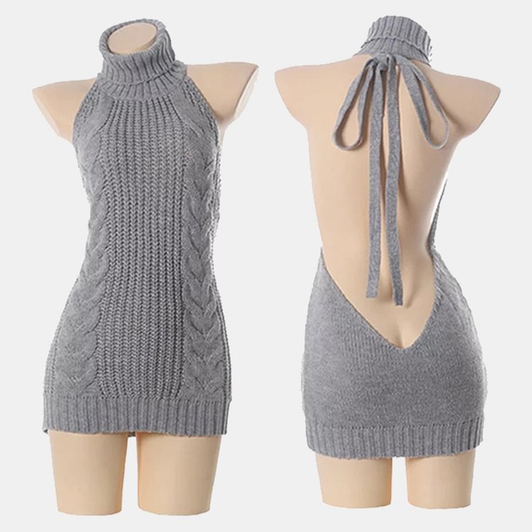 Sexy Pullover Backless Virgin Killer Sweater - Modakawa Modakawa