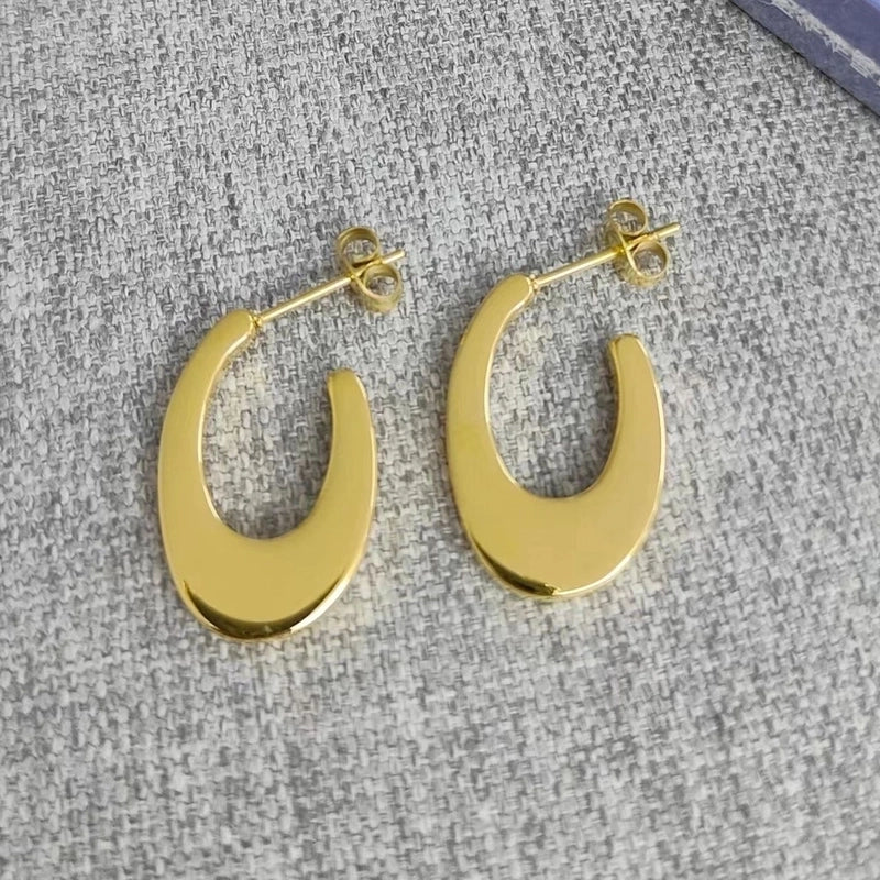 1 Pair Elegant Vintage Style Geometric Solid Color Plating Stainless Steel 18k Gold Plated Drop Earrings2