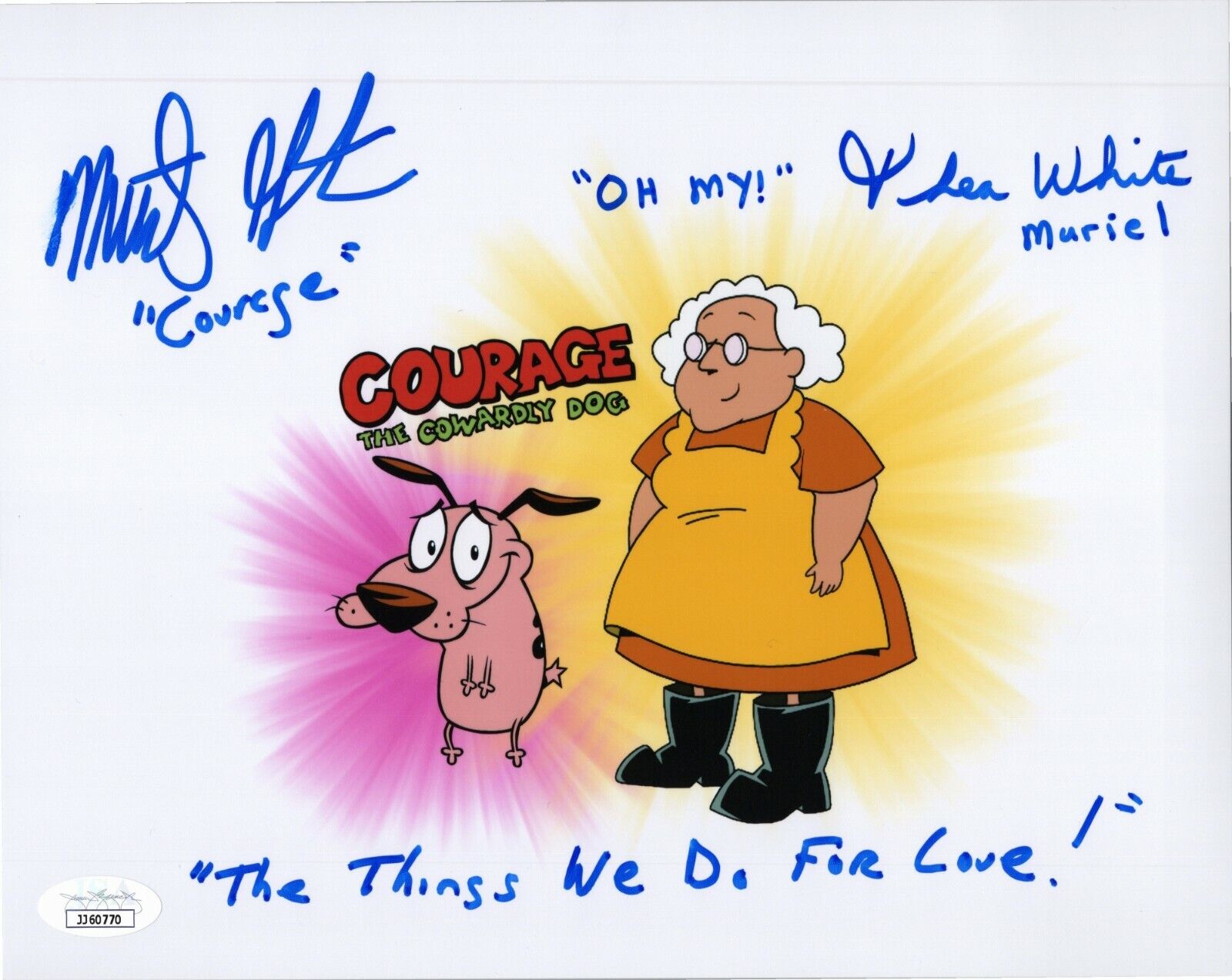 MARTY GRABSTEIN & THEA WHITE Hand-Signed COURAGE COWARDLY DOG 8x10 Photo Poster painting JSA COA