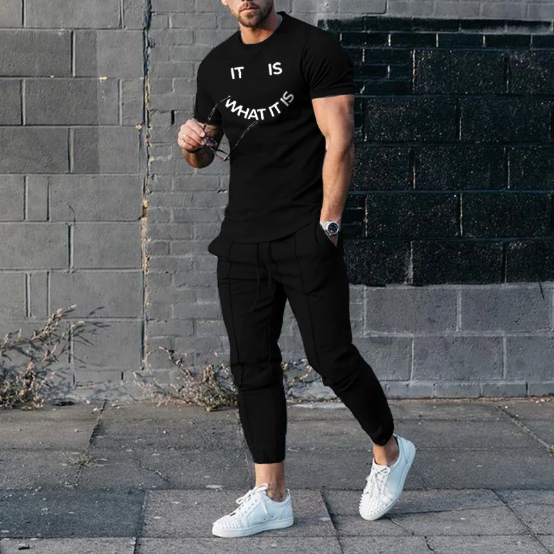 Smiley Alphabet Print Short Sleeve T-Shirt Set