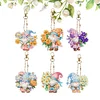 6Pcs PVC Double Sided Special Shaped Flower Goblin Diamond Painting Art Keychain (A)