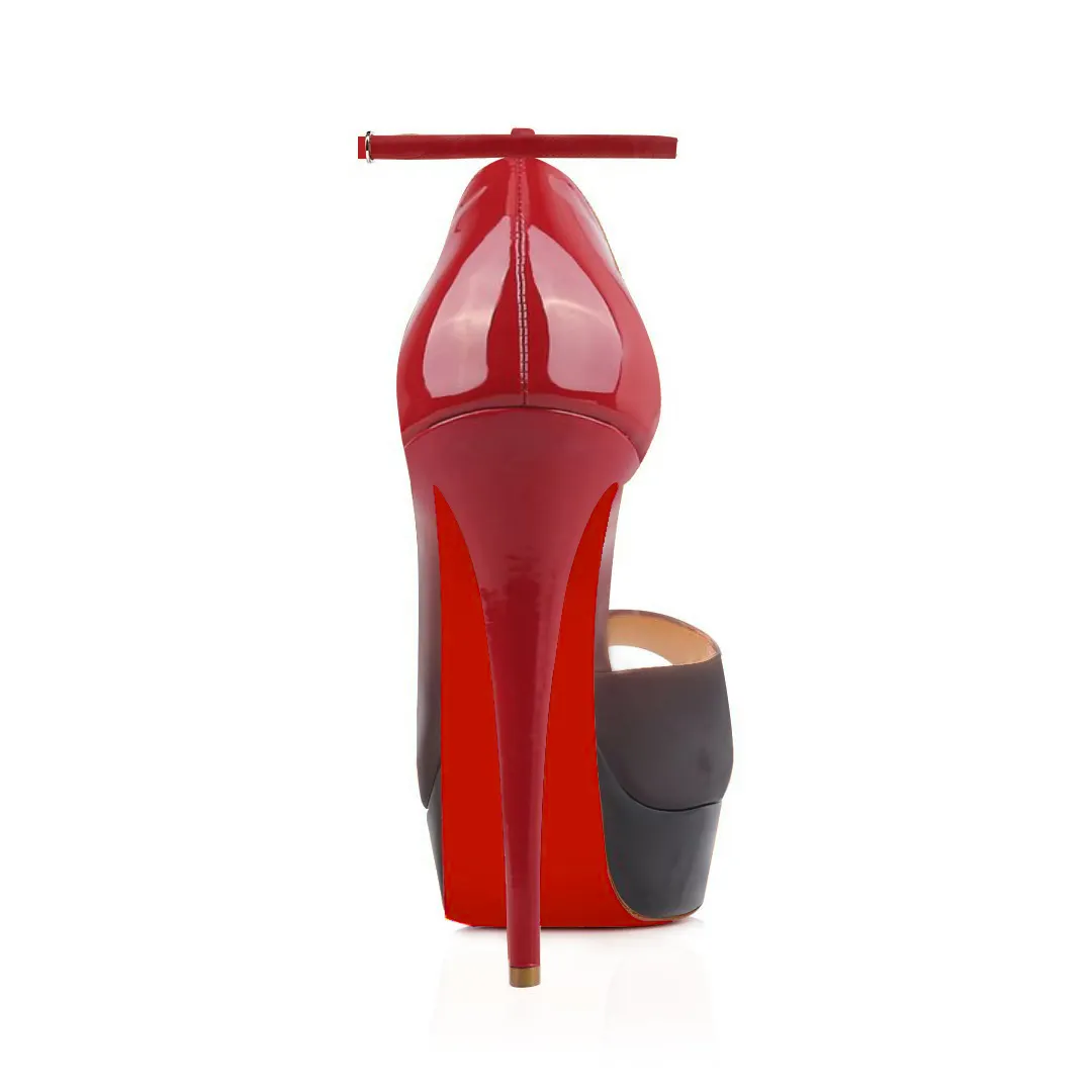 150mm Sky High Platform Ankle Red Soles Pumps Patent-vocosishoes