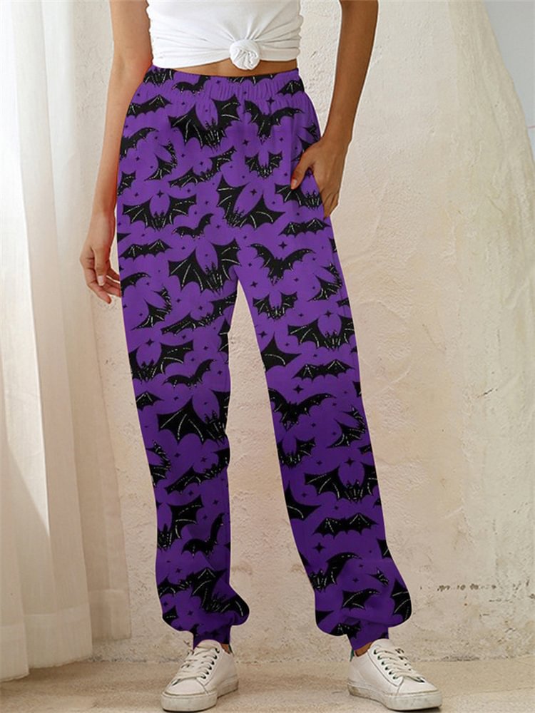 Halloween Bat Print Casual Sweatpants
