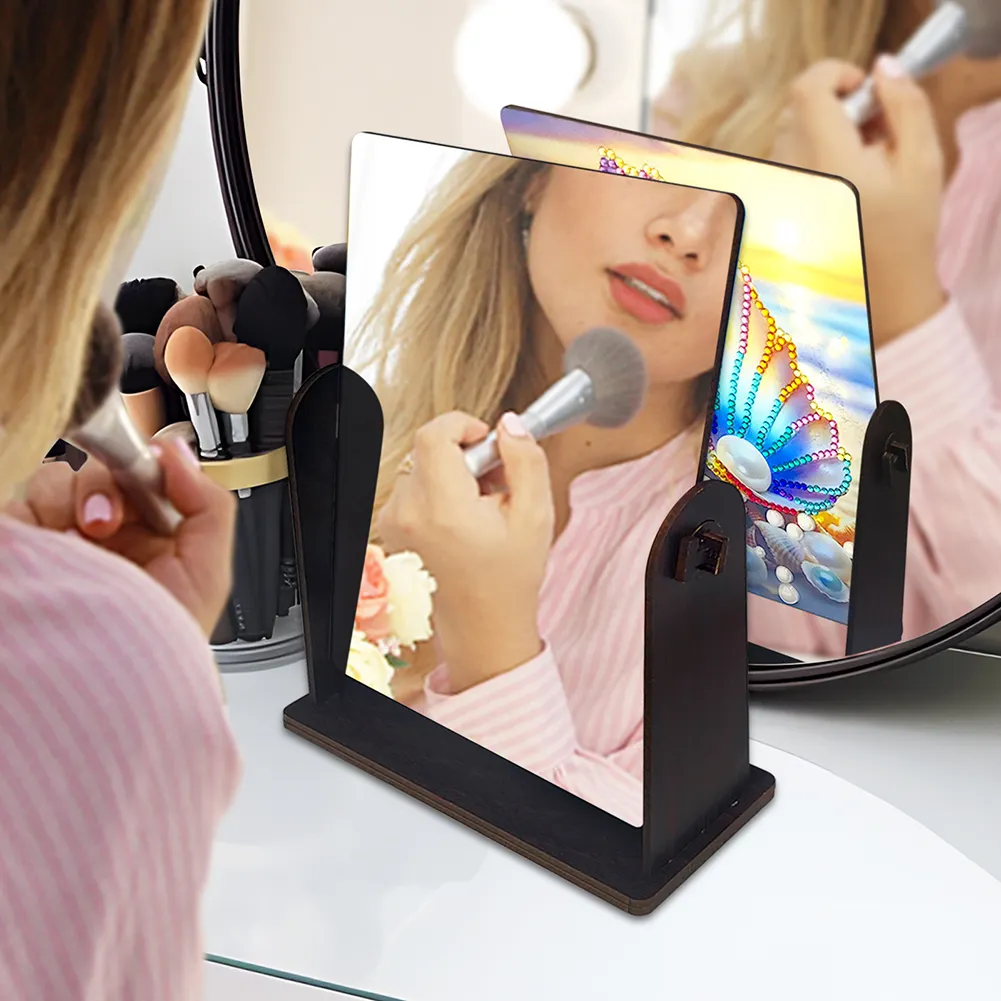 DIY Pearl Special Shape Diamond Painting Table Top Mirror Kit for Adults Beginners