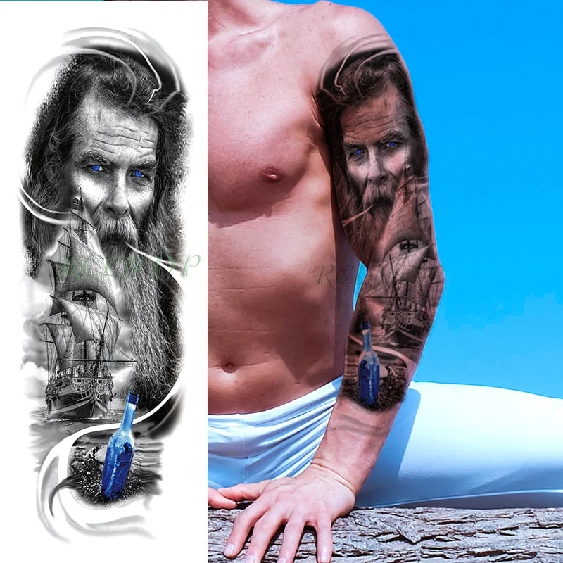 Waterproof Temporary Tattoo Sticker Anubis Ancient Egypt Dog Roma Clock Eye Full Arm Fake Tatto Flash Tatoo Sleeve for Men Women