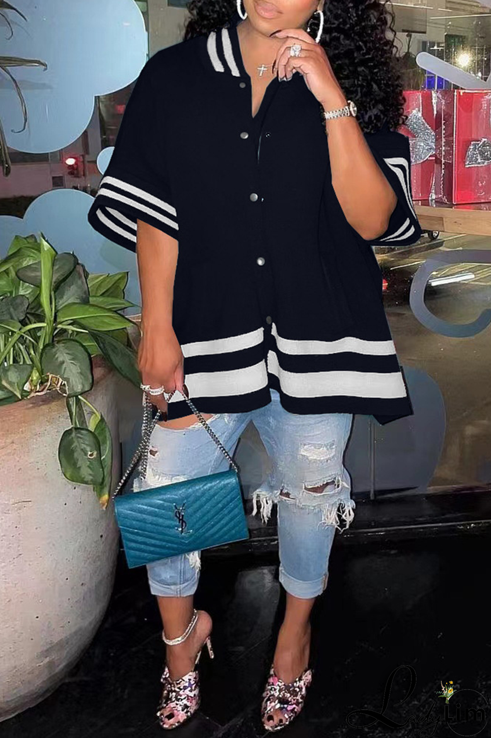 Red Fashion Solid Buckle Mandarin Collar Outerwear