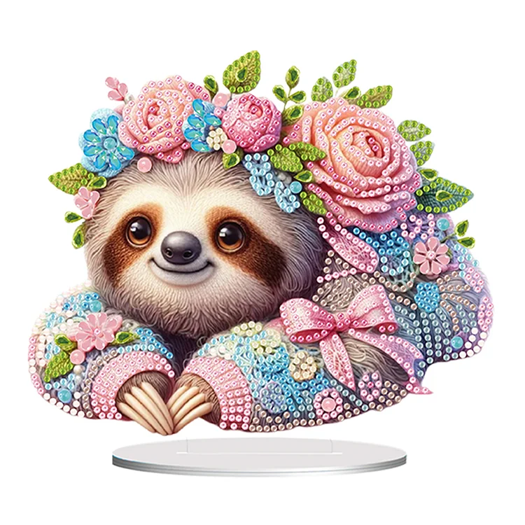 Acrylic Flower Sloth Parrot Cat Dragon Table Top Diamond Painting Ornament Kits