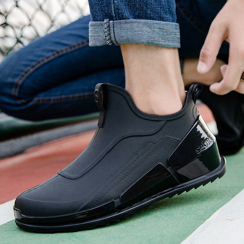 Eastmentires winter shoes for men New Rain Boots Men's Tide Short Rain Boots Non-slip Kitchen Takeaway Water Shoes Thick-soled Overshoes Fishing Rubber Shoes