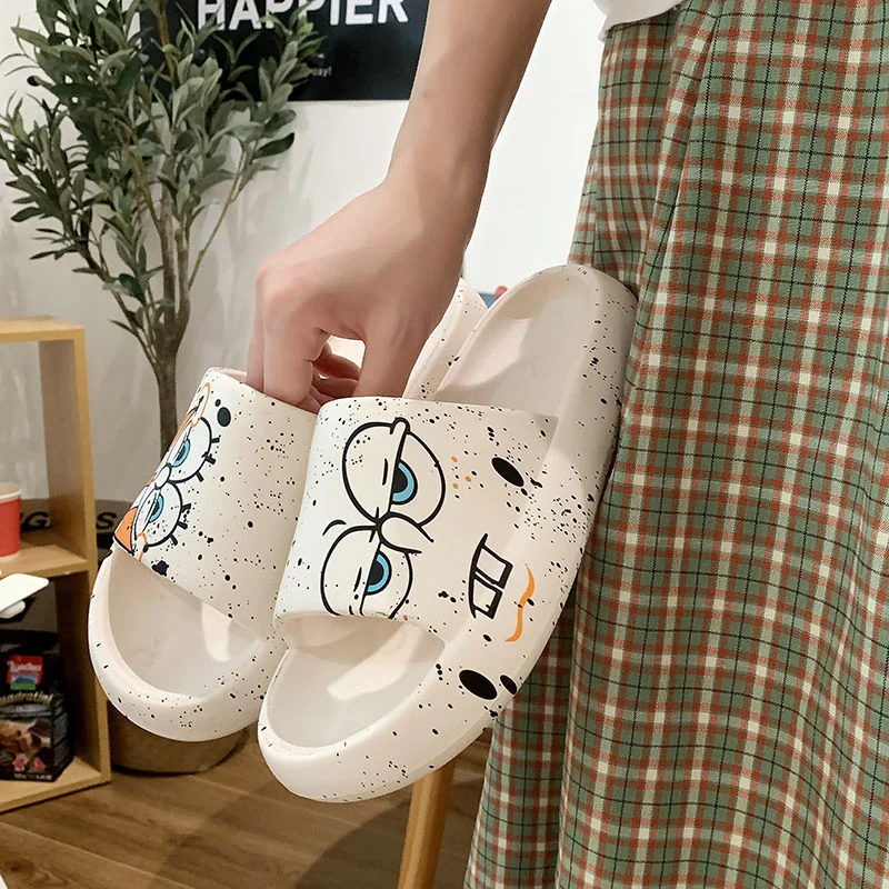 Lourdasprec Home Slippers New 2022 Summer Kawaii Shoes Soft Bottom Bathroom Non-slip Print Womens Slates Leisure Anime Beach Sandals