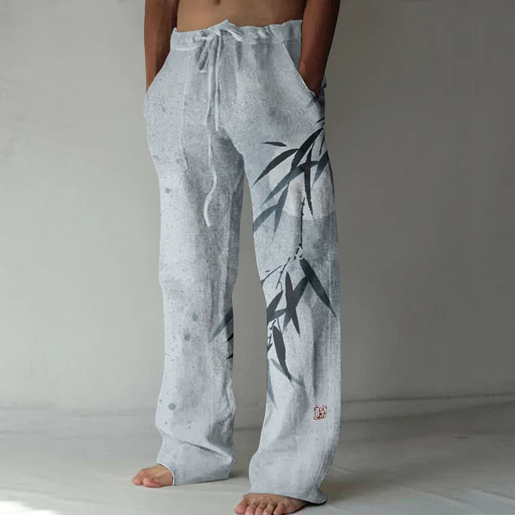 Japanese Simple Bamboo Art Linen Blend Casual Pants