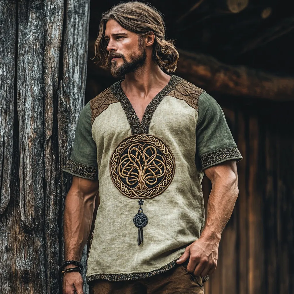 Men's Viking Tribal Tree Of Life Mythical Art Knot T-Shirt