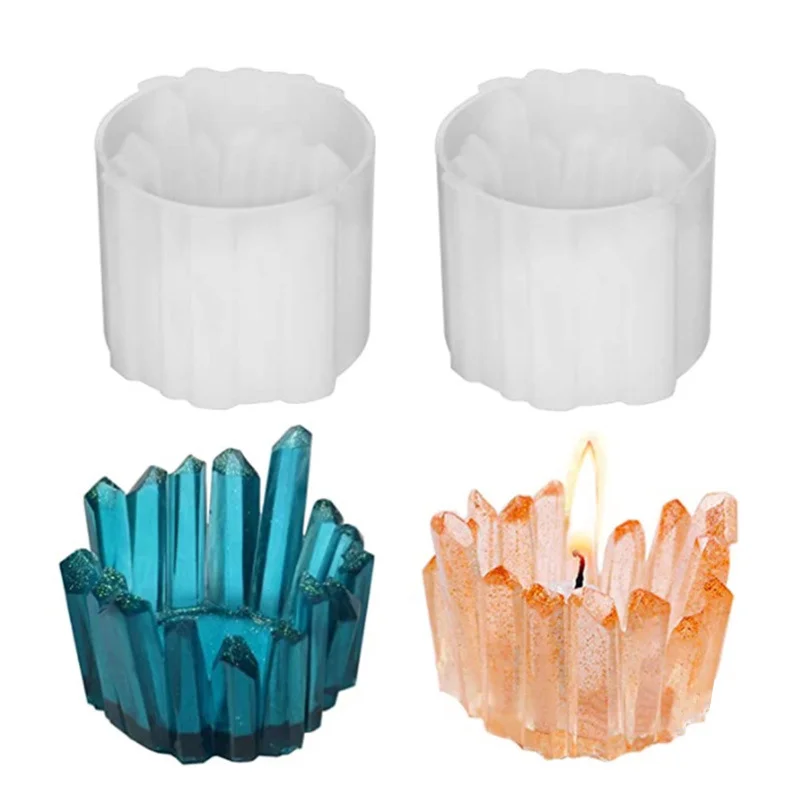 Mirror Crystal Stone Candle Holder Silicone Mold