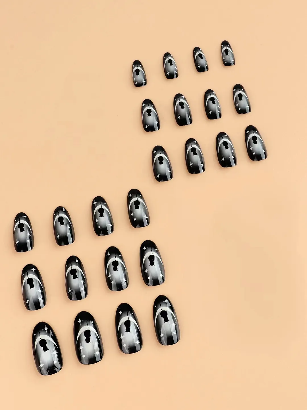 Churchf Nail Nail Moonlight Black Cat White Star Nail Patch Finished Nails