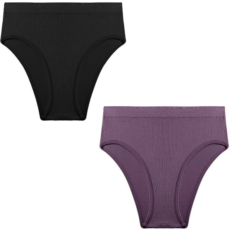 2PCS/Set Seamless Women's Panties Plus Size Underwear Women Briefs Lingeries Cotton Mid-Rise Underpants Panty Intimates