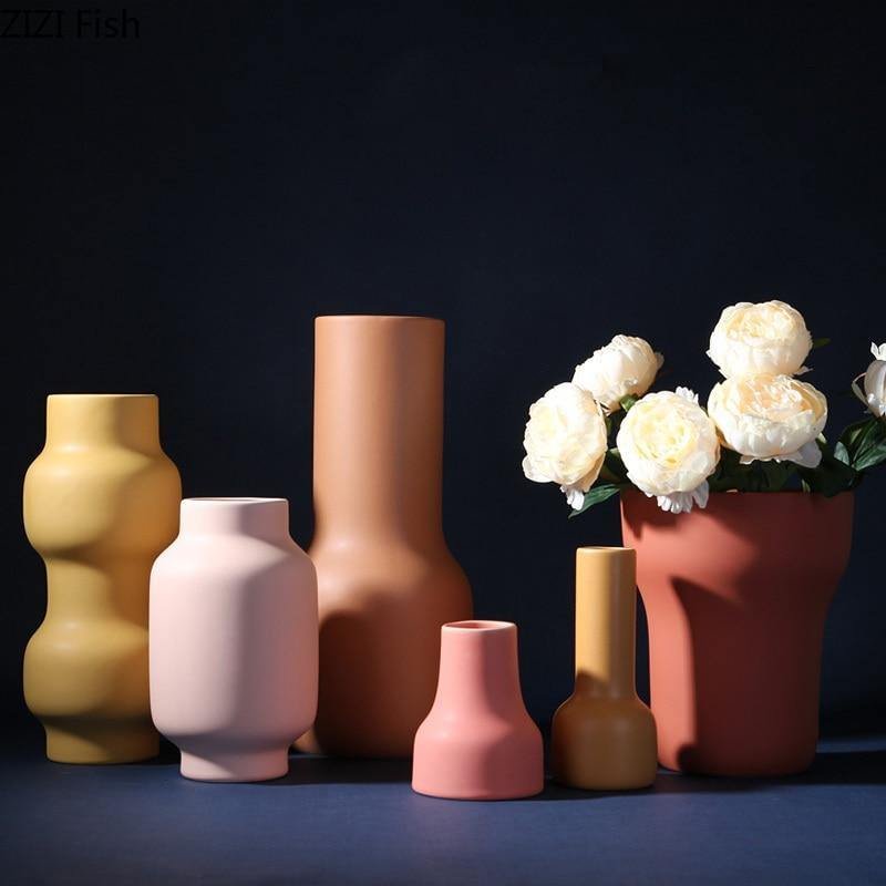 Warm Berry Palette Ceramic Flower Vase
