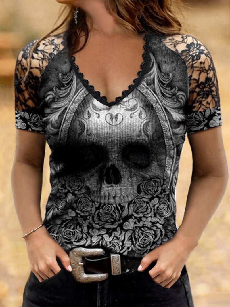 Sexy Skull Printed Short Sleeve T-Shirt