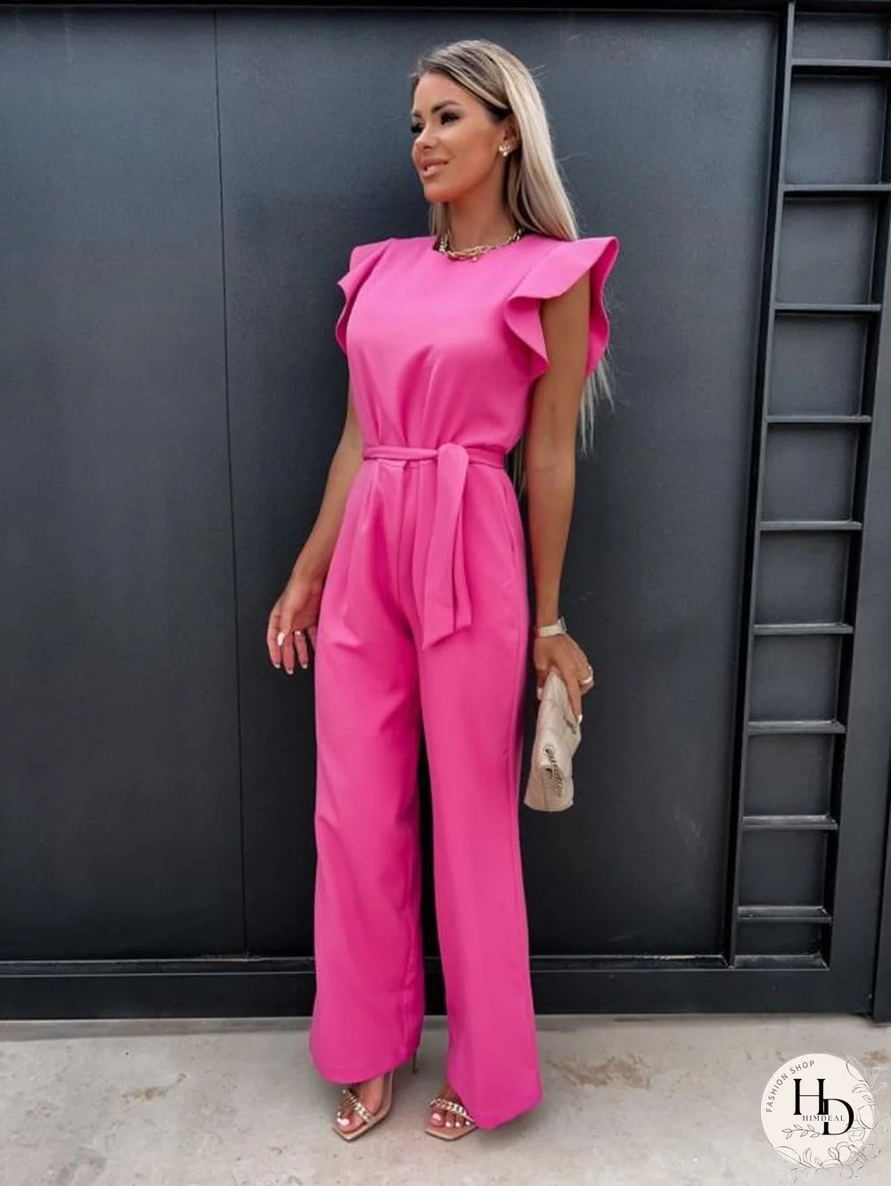 Elegant Fashion Women Jumpsuit For Women Jumpsuit New Lace-up Short Flying Sleeves High Waist Skinny Long Jumpsuit