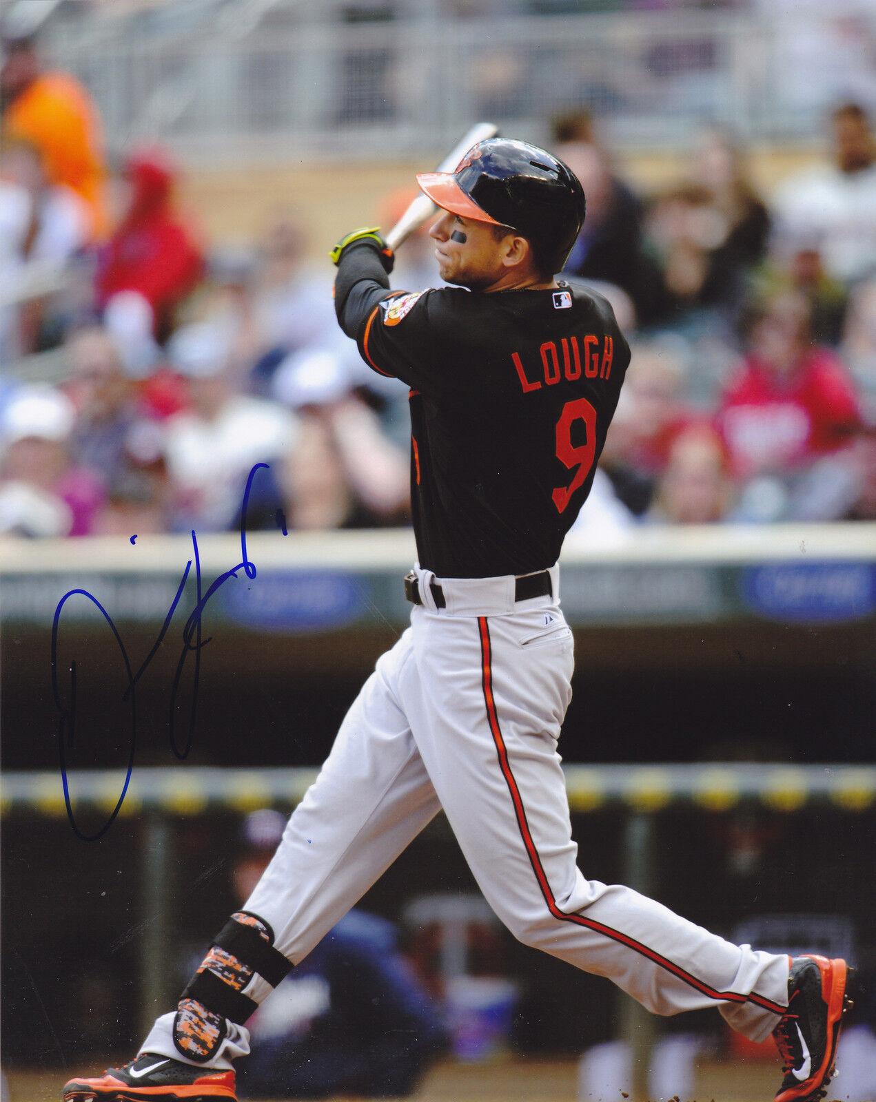 DAVID LOUGH BALTIMORE ORIOLES ACTION SIGNED 8x10