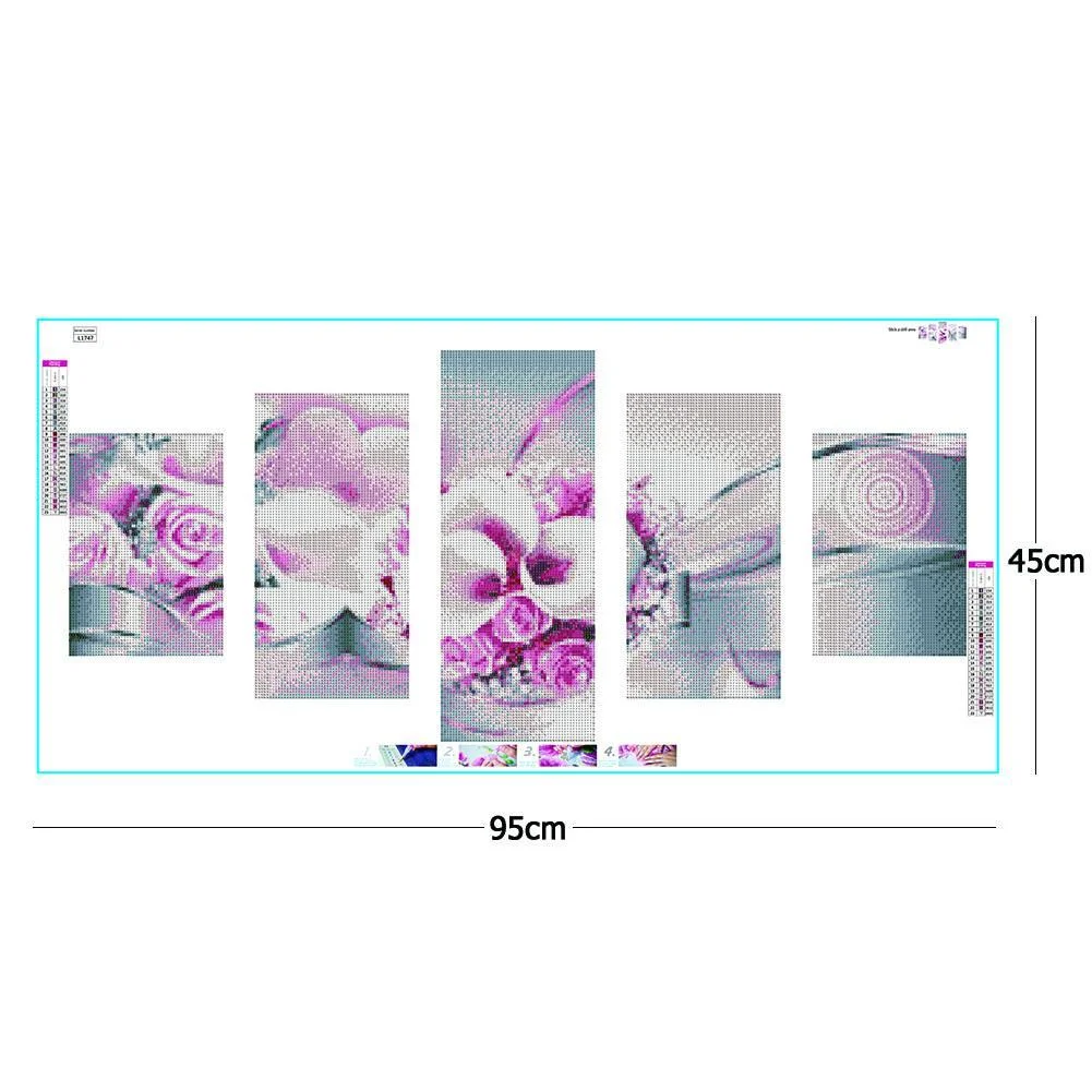 Diamond Painting - Full Round Drill - 5pcs Flower(95*45cm)