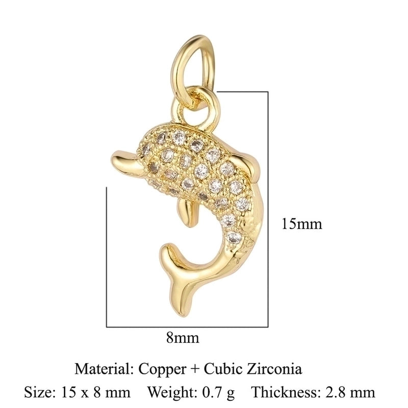 3 Pieces Copper Zircon 18K Gold Plated Dolphin Butterfly