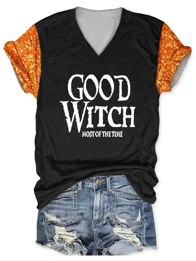 Fashion Patchwork Sequin Print Short Sleeve T-Shirt