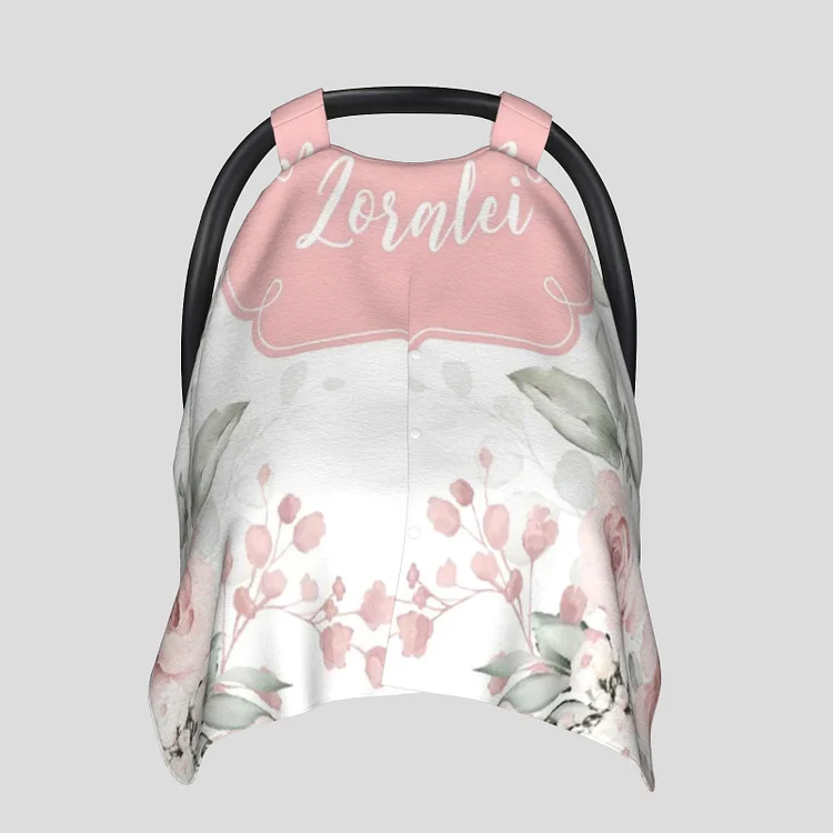 Personalized Baby Flowers Car Seat Canopy for Comfort & Unique| C05