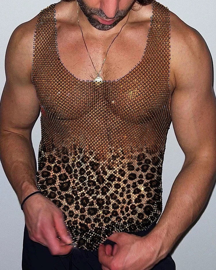 Music Festival Leopard Diamond Tank Top